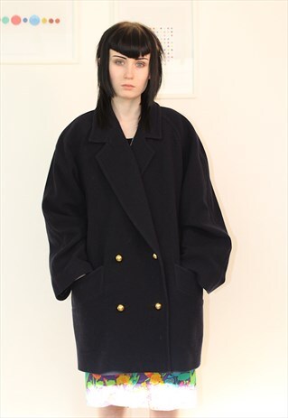 WOOL NAVY TRENCH COAT