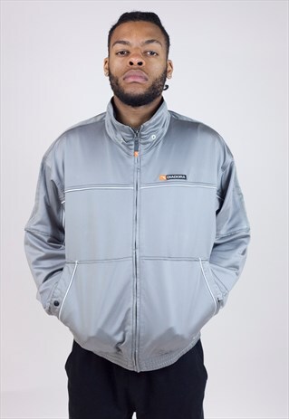 VINTAGE 90S DIADORA SILVER ZIP-UP SPORTS JACKET
