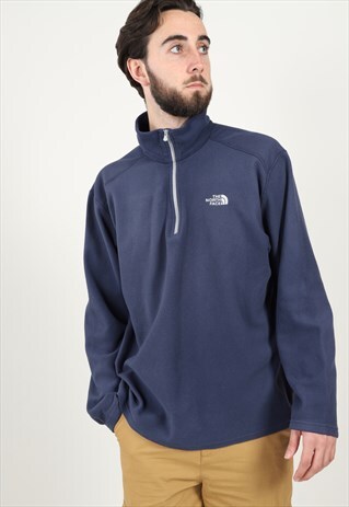 VINTAGE THE NORTH FACE 1/4 ZIP FLEECE TOP IN NAVY