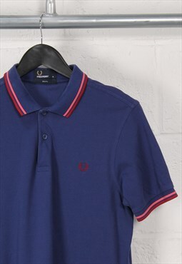 Vintage Fred Perry Polo Shirt in Blue Short Sleeve Medium