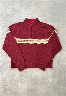 Woolrich Knitted Jumper Patterned 1/4 Zip Grandad Sweater