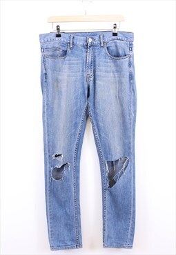 Vintage Skinny Jeans Light Washed Blue Ripped Slim Fit