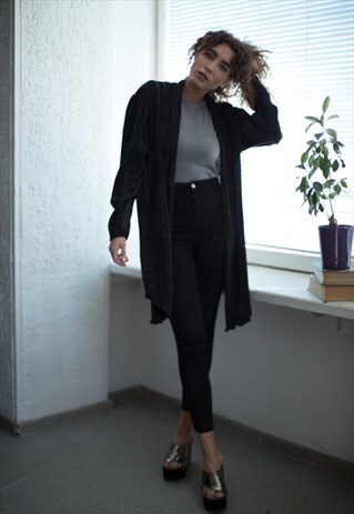 VINTAGE 80'S BLACK PLEATED SHIMMERING JACKET