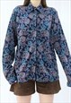 90s Vintage Multicoloured Paisley Shirt Blouse (Size M)