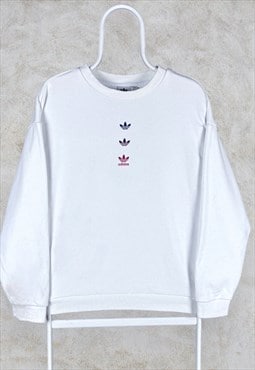 Adidas Originals Sweatshirt White Oversized Women's UK 4