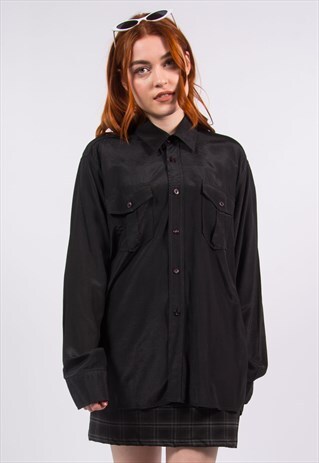 VINTAGE Y2K BLACK LOOSE FIT SHIRT