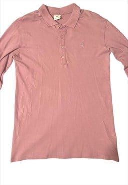 Mens father sons salmon pink long sleeve polo shirt