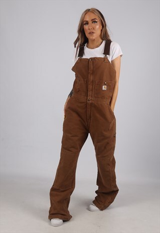 VINTAGE CARHARTT CANVAS COTTON DUNGAREES WINTER UK 12 (FFX)