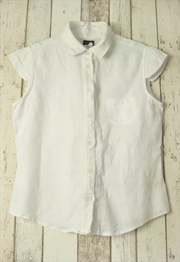 Vintage Y2K White Monochrome Smart Formal Shirt Blouse Top