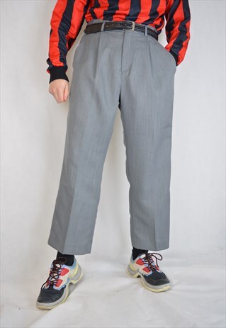 VINTAGE GREY CLASSIC SUIT STRAIGHT TROUSERS