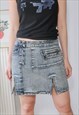 VINTAGE Y2K WASHED DENIM MINI SKIRT