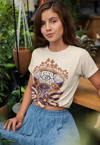 70S VINTAGE INSPIRED MUSHROOM BUTTERFLY T SHIRT, TEE, PSYCH