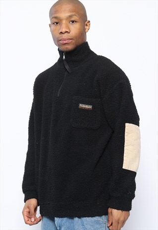 VINTAGE NAPAPIJRI BIG LOGO FLEECE NAVY BLUE