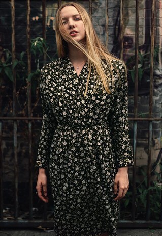 GREEN FLORAL MIDI DRESS