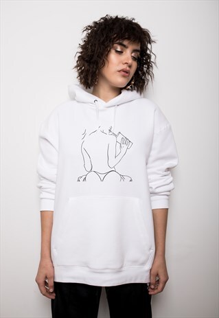 OVERSIZE WHITE HOODIE "NO SHAME"