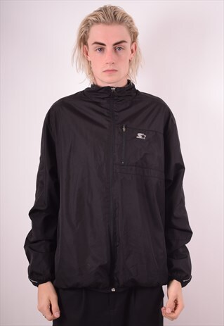 STARTER MENS VINTAGE TRACKSUIT TOP JACKET XL BLACK 90S