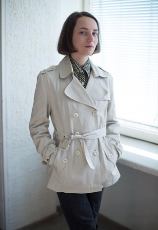 VINTAGE 90'S BEIGE DOUBLE BREASTED JACKET