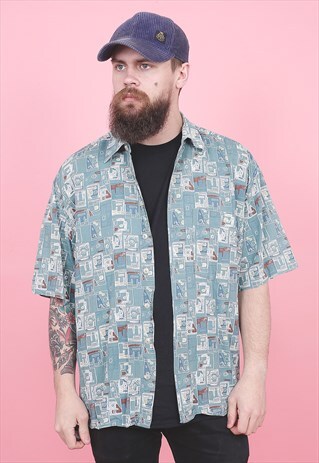 VINTAGE CRAZY PRINT SHIRT /R12157