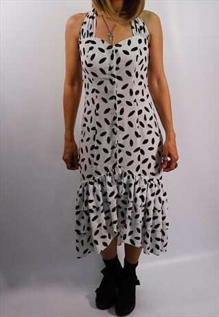 VINTAGE HALTER NECK MONOCHROME DRESS BY COCKNEY REBEL