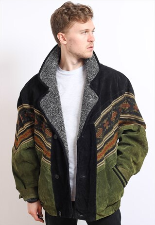 VINTAGE AZTEC FLEECE LINED JACKET