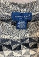 VINTAGE KNITTED JUMPER ABSTRACT PATTERNED GRANDAD SWEATER