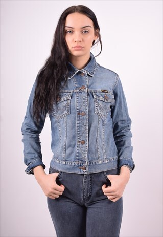 WRANGLER WOMENS VINTAGE DENIM JACKET SMALL BLUE 90'S