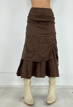 Vintage 90s Skirt Maxi Midi Textured Boho Fairycore Layered 