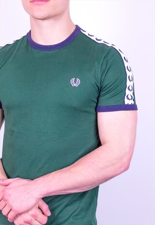 VINTAGE FRED PERRY RINGER T-SHIRT IN GREEN