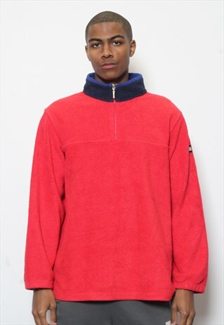 VINTAGE TOMMY HILFIGER 1/4 ZIP FLEECE RED
