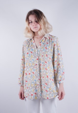 VINTAGE 80'S LINE PRINT SHIRT