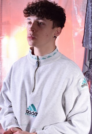 VINTAGE ADIDAS EQUIPMENT LIGHT GREY SWEATSHIRT