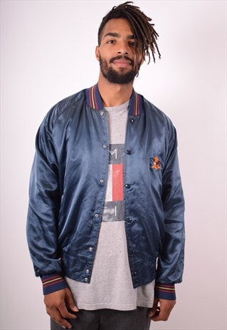 MENS VINTAGE BOMBER JACKET LARGE BLUE 90S