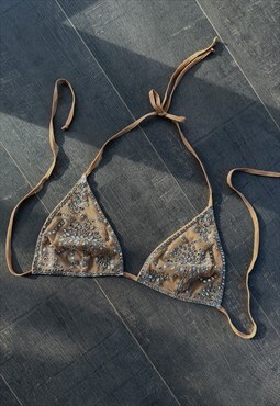Rare 90s/00s Vintage LA PERLA sheer crystal embellished bra
