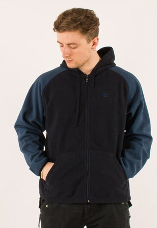 VINTAGE NAVY CHAMPION FULL ZIP FLEECE HOODIE XL