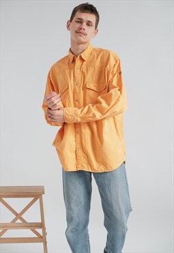 Vintage Sk8er Oversized Long Sleeve Shirt in Orange Denim L