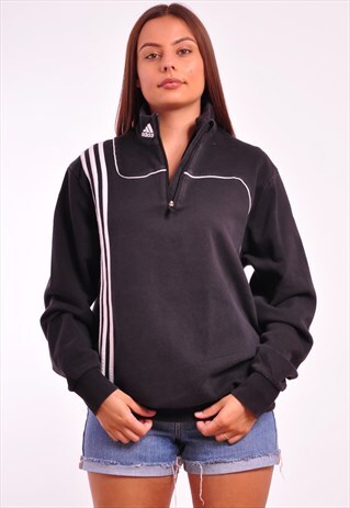 VINTAGE ADIDAS 1/4 ZIP BLACK SWEATER