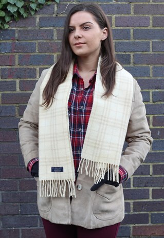 VINTAGE CASHMERE CHECKED SCARF-AS113
