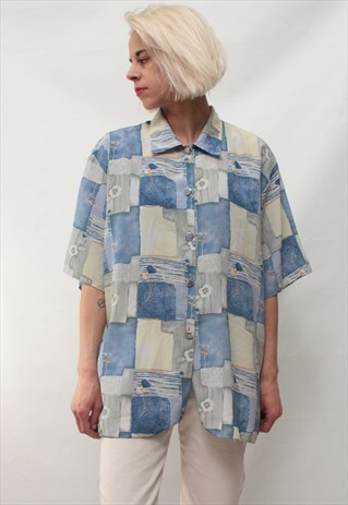 VINTAGE 80' AMAZING BEAUTIFUL UNISEX PASTEL BLUE SHIRT