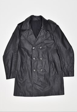 Vintage 90's Military Leather Coat Black