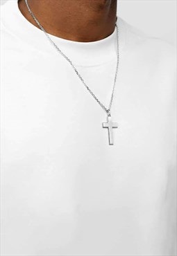 54 Floral 18" Large Cross Pendant Necklace Chain - Silver