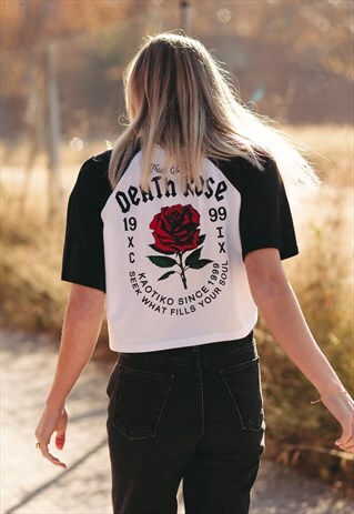 WHITE AND BLACK DEATH ROSE T-SHIRT