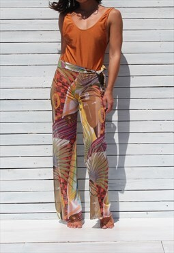 Micamare y2k multi color african print sheer tulle pants