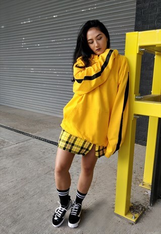 YELLOW KILL BILL HALLOWEEN OVERSIZED HOODIE COTTON RINGSPUN