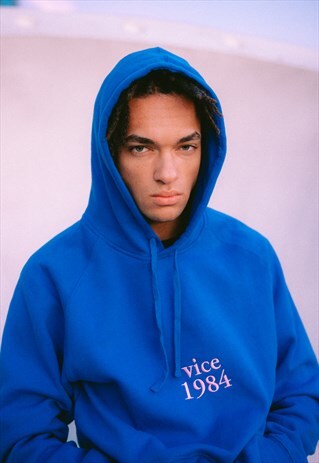 VICE 84 ROYAL BLUE HOODIE WITH EMBROIDERED LOGO