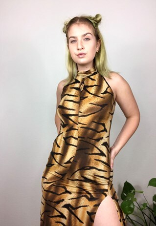Y2K TIGER PATTERN DRESS