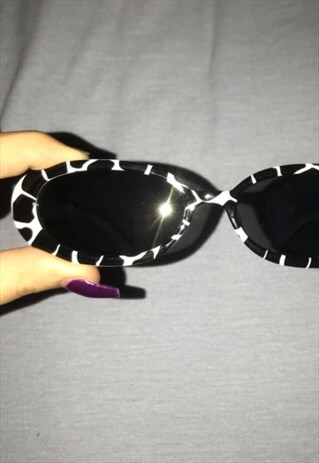 Y2K OVAL COW PRINT PARTY SUNGLASSES