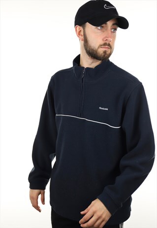 VINTAGE 90S REEBOK 1/4 ZIP FLEECE NAVY