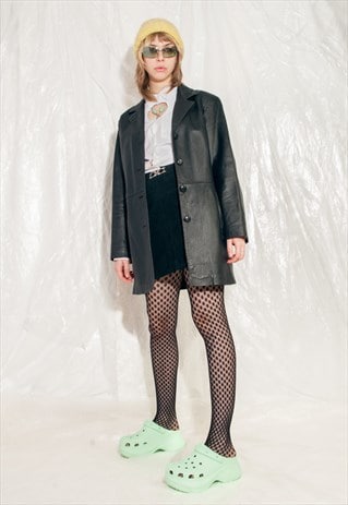 VINTAGE LEATHER JACKET 90S MATRIX COAT IN BLACK