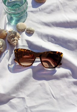 Tortoise Shell Chunky Semi Cat Eye Sunglasses