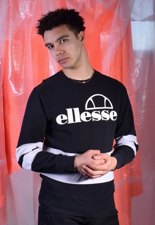 VINTAGE ELLESSE BLACK AND WHITE SWEATSHIRT